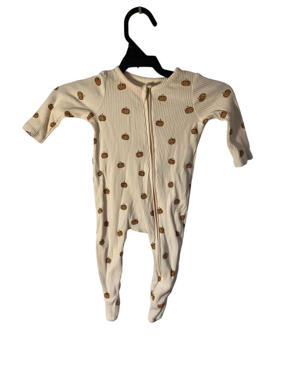 Mud pie unisex, baby pumpkin print zip front one piece sleeper, 0/3 months